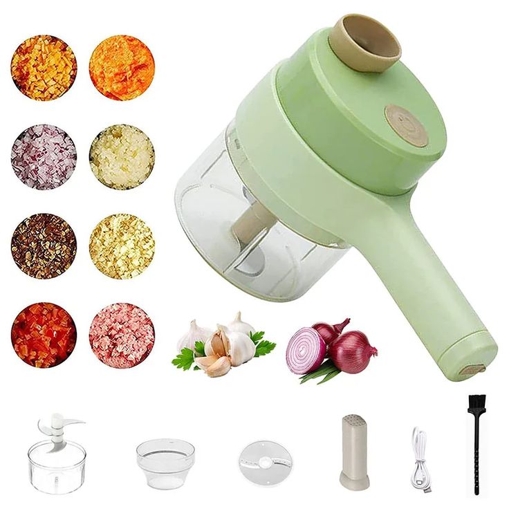 🔥 4-in-1 Handheld Electric Vegetable Cutter & Chopper – USB Rechargeable Food Slicer for Kitchenقطّاعة وخلاط خضروات كهربائي محمول 4 في 1