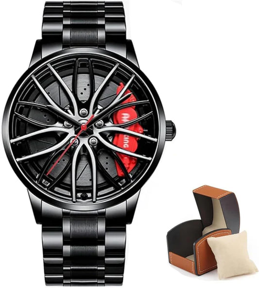 Men's Creative 3D Car Wheel Rotating Wrist Watch