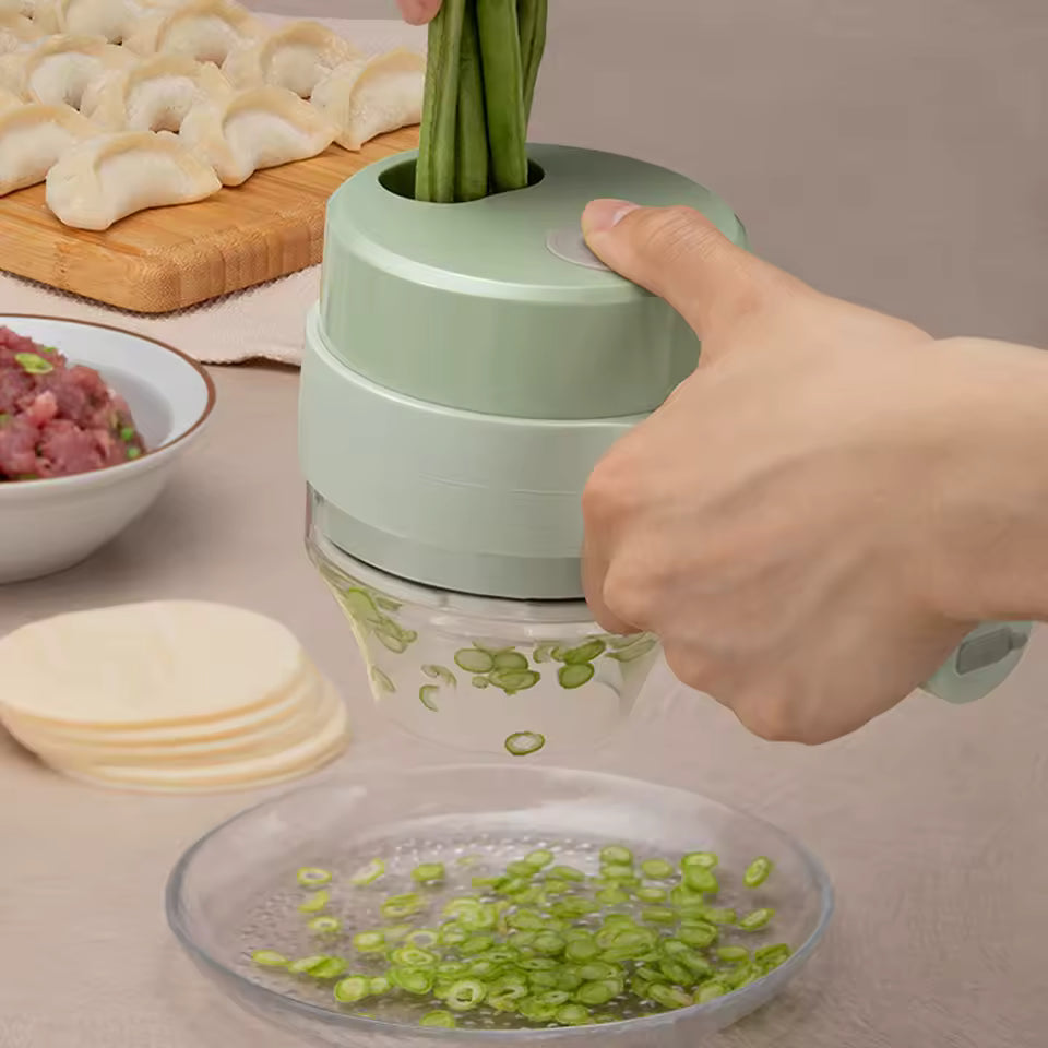 🔥 4-in-1 Handheld Electric Vegetable Cutter & Chopper – USB Rechargeable Food Slicer for Kitchenقطّاعة وخلاط خضروات كهربائي محمول 4 في 1