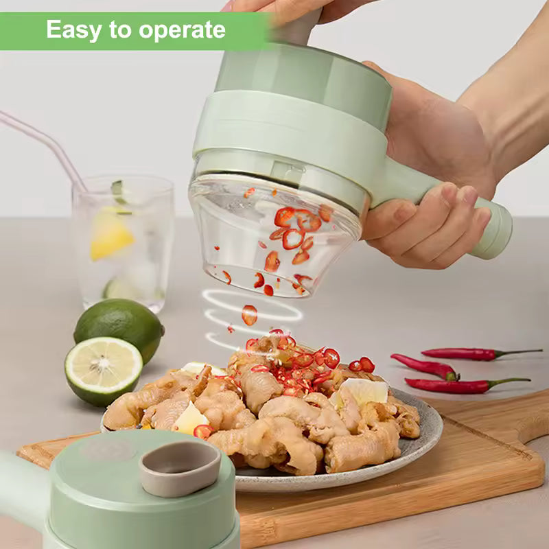 🔥 4-in-1 Handheld Electric Vegetable Cutter & Chopper – USB Rechargeable Food Slicer for Kitchenقطّاعة وخلاط خضروات كهربائي محمول 4 في 1